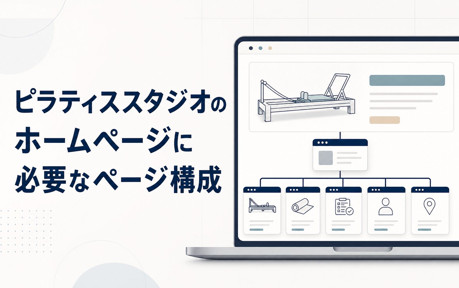 ピラティススタジオのホームページに必要なページ構成を示したサイト設計イメージ